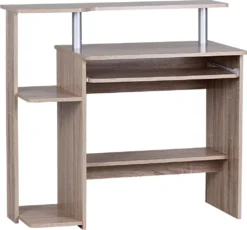 WOHNLING Computertisch WL1.171 Sonoma 94x90,5x48,5 Cm Laptop Tisch Modern Mit Tastaturauszug | PC-Tisch Mit Drucker-Ablage Platzsparend | Schreibtisch Für Kleine Räume Mit Ablage | Laptoptisch Klein