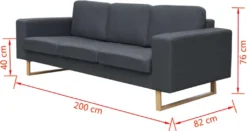 VidaXL 3-Sitzer Sofa Stoff Dunkelgrau -VIDAXL || HOMCOM Verkäufe e6e38b80dbbcaaf409a70d423b7ac6e5
