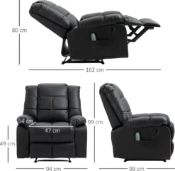 HOMCOM Elektrischer Massagesessel Relaxsessel Mit Liegefunktion Fernsehsessel Massagesofa Mit 8 Massagepunkte Und Tasche Schwarz 94 X 99 X 99 Cm -VIDAXL || HOMCOM Verkäufe e7497ea15afdace34d0fbf5b557d07b1