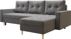 Mirjan24 Ecksofa Kojan, Universal Wohnzimmer Eckcouch Mit Schlaffunktion Und Bettkasten (Farbe: Manila 16)