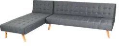 Ecksofa HWC-K38, Sofa Klappsofa, Liegefläche Links/rechts, Stoff/Textil Massivholz Dunkelgrau