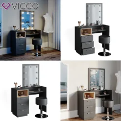 Vicco Schminktisch Frisiertisch Frisierkommode Beatrice Anthrazit LED Hocker Set 16 Vicco Schminktisch Frisiertisch Frisierkommode Beatrice Anthrazit LED Hocker Set -VIDAXL || HOMCOM Verkäufe e80882f86107b8dee3888891c3973df0