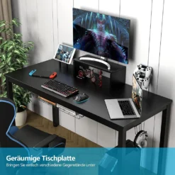 COSTWAY 140cm Gaming Tisch Mit Monitorablage, Groß Gamer Schreibtisch, PC-Tisch Mit Getränkehalter, Kopfhörerhaken, Aufbewahrungskorb, Medienablage, Verstellbare Fußpolster -VIDAXL || HOMCOM Verkäufe e8645822e5bee2f4864aa84af62eed6a