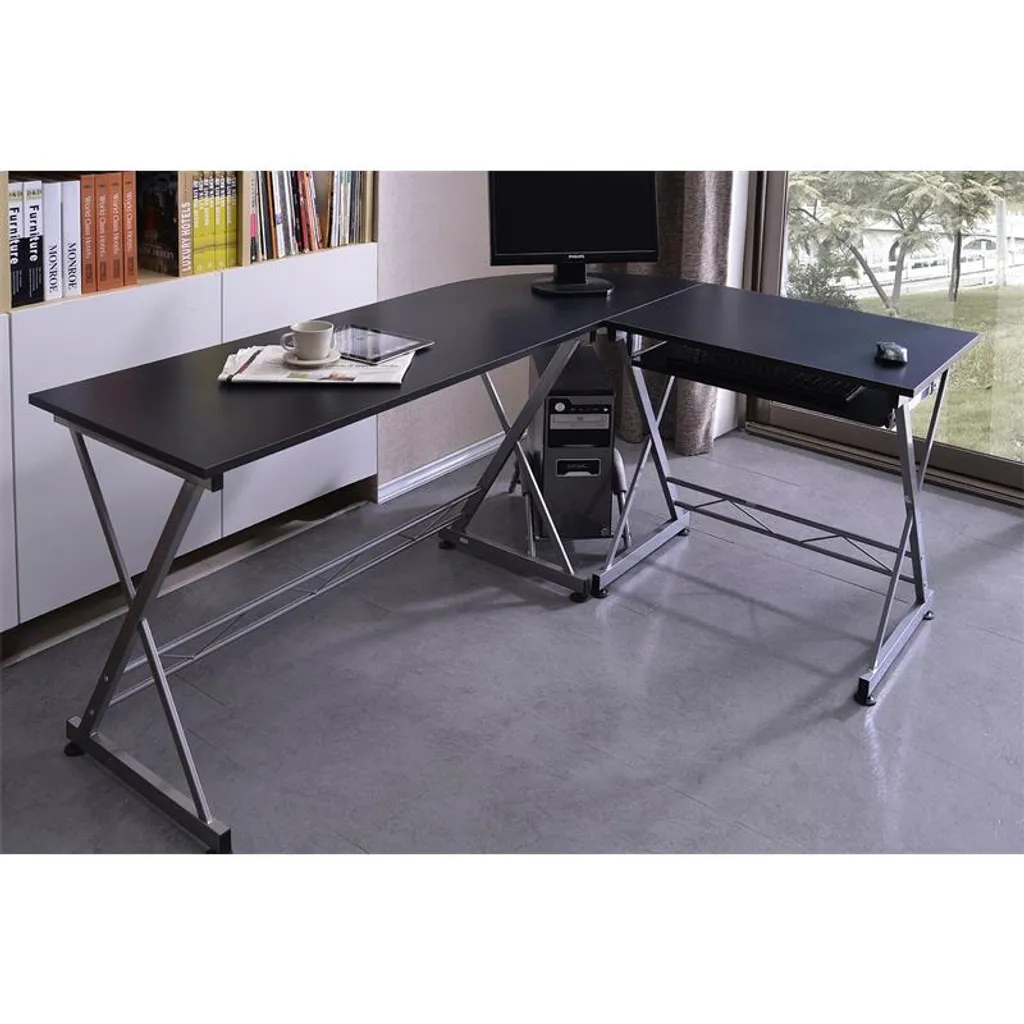 SixBros. Computerschreibtisch, Großer Eckschreibtisch Für Büro Und Arbeitszimmer, Büroschreibtisch In Schwarz, 160 X 120 Cm CT-3802/2075 2 SixBros. Computerschreibtisch, Großer Eckschreibtisch Für Büro Und Arbeitszimmer, Büroschreibtisch In Schwarz, 160 X 120 Cm CT-3802/2075 – Bild 2