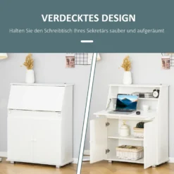 HOMCOM Sekretär Schreibtisch Kommode Schreibkommode Klappensekretär Platzsparender Computertisch Mit Schrank Weiß 82 X 38,5 X 107 Cm -VIDAXL || HOMCOM Verkäufe eaba243a38e7699441aa7dd33ae3d9cb