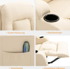 HOMCOM Massagesessel Fernsehsessel Relaxsessel TV Sessel Wärmefunktion Wippenfunktion Mit Fernbedienung Liegefunktion Cremeweiß 85 X 94 X 104 Cm -VIDAXL || HOMCOM Verkäufe ebad29cf5b9a3efab58c5c45424b5f34