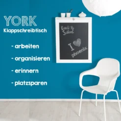 York - Klapptisch, Schreibtisch, Küchentisch, Tresen, Memoboard, Wandregal, Der Kleine Alleskönner Mit Viel Stauarum, We -VIDAXL || HOMCOM Verkäufe ebc68fbe3f742cabfca78d255d00f6c6
