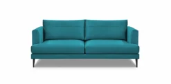FURNIX 2-Sitzer-Sofa LUKSI 2S Wohnzimmer-Polstercouch Für 2 Personen BL85 Türkis