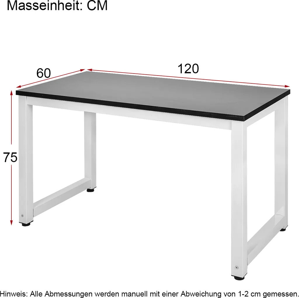 Merax Schreibtisch PC Tisch Computertisch 120 X 60 X 75cm Bürotisch, Arbeitstisch Officetisch PC-Tisch Esstisch Für Zuhause Büro Schlafzimmer, Schwarz-Weiß 5 Merax Schreibtisch PC Tisch Computertisch 120 X 60 X 75cm Bürotisch, Arbeitstisch Officetisch PC-Tisch Esstisch Für Zuhause Büro Schlafzimmer, Schwarz-Weiß – Bild 5