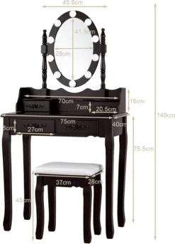 COSTWAY Schminktisch Set Mit 10 LED-Leuchten, Frisiertisch Mit Spiegel Und Schminkhocker, Helligkeit Einstellbar, Kosmetiktisch Mit 4 Schubladen Für Schlafzimmer, Make Up Tisch Holz (Braun) -VIDAXL || HOMCOM Verkäufe ecba4c67e0416e187d42facfe661733a