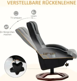 HOMCOM Massagesessel Relaxliege Mit Fußhocker Relaxsessel Liegefunktion Fernsehsessel Liegesessel Mit Massagefunktion 360° Drehbar Kunstleder Stahl Schwarz+Braun 73 X 83 X 106 Cm -VIDAXL || HOMCOM Verkäufe ecd0844b0ca53f34351330d654a5c6bf