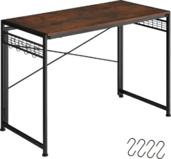 Tectake Schreibtisch Paterson Klappbar 102x51x77cm - Industrial Dunkelbraun