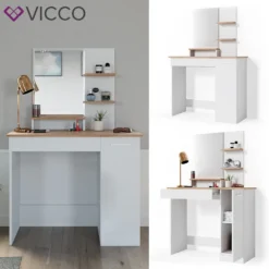 Vicco Schminktisch Julia Weiß Sonoma 90 X 137,5 X 38 Cm Holzwerkstoff
