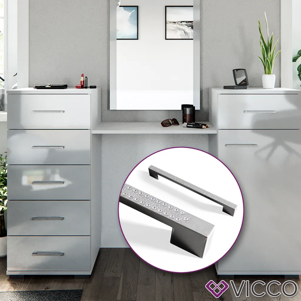 Vicco Schminktisch Zoe Frisiertisch Frisierkommode Spiegel Weiß Hochglanz Inklusive Hocker Und LED-Lichterkette 6 Vicco Schminktisch Zoe Frisiertisch Frisierkommode Spiegel Weiß Hochglanz Inklusive Hocker Und LED-Lichterkette – Bild 6