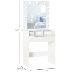 HOMCOM Schminktisch Kosmetiktisch Mit LED Spiegel Schublade 3 Ablagefächern Weiß 70 X 40 X 160 Cm 14 HOMCOM Schminktisch Kosmetiktisch Mit LED Spiegel Schublade 3 Ablagefächern Weiß 70 X 40 X 160 Cm -VIDAXL || HOMCOM Verkäufe f02901261506ad8ef49f7488057d18fc