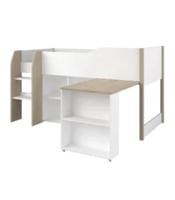 Hochbett Mit Schreibtisch & Stauraum - 90 X 200 Cm - Weiß & Eichefarben - MARIA -VIDAXL || HOMCOM Verkäufe f15a0c80d827d5caa662b978f6fdad33