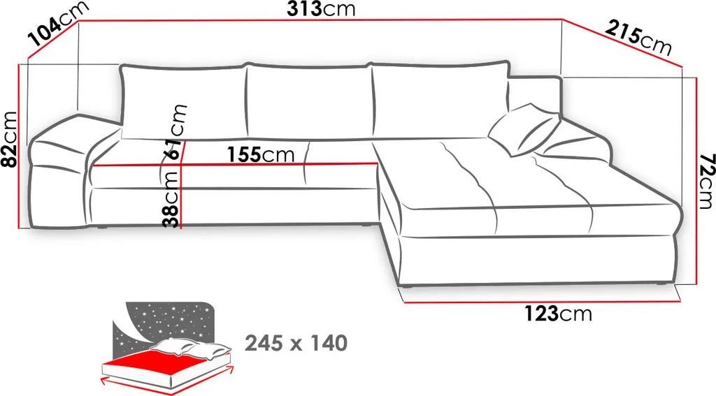 Mirjan24 Ecksofa Bono, Schlaffunktion, Bettkasten, Polsterecke, Eckcouch, Polstersofa, Seite Universal (Farbe: Inari 95) 8 Mirjan24 Ecksofa Bono, Schlaffunktion, Bettkasten, Polsterecke, Eckcouch, Polstersofa, Seite Universal (Farbe: Inari 95) – Bild 8