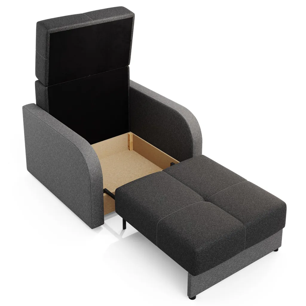 Selsey Schlafsofa MELANA - 1-Sitzer Sofa In Schwarz / Dunkelgrau Mit Schlaffunktion Und Bettkasten, 102 Cm Breit 4 Selsey Schlafsofa MELANA - 1-Sitzer Sofa In Schwarz / Dunkelgrau Mit Schlaffunktion Und Bettkasten, 102 Cm Breit – Bild 4