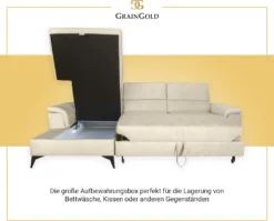 GRAINGOLD Ecksofa Dubai - Eckcouch In L-form Mit Schlaffunktion Und Bettkasten - Ottomane Rechts Freistehend - Beige 14 GRAINGOLD Ecksofa Dubai - Eckcouch In L-form Mit Schlaffunktion Und Bettkasten - Ottomane Rechts Freistehend - Beige -VIDAXL || HOMCOM Verkäufe f3089cd796d4bac45bbdb1b398397f29