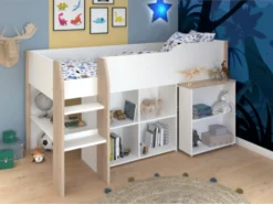 Hochbett Mit Schreibtisch & Stauraum - 90 X 200 Cm - Weiß & Eichefarben - MARIA -VIDAXL || HOMCOM Verkäufe f390eec023eea0fd02d0564c595a0e47