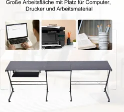 HOMCOM Computertisch Schreibtisch Flexible Arbeitsstation MDF Stahl Schwarz 210 X 50 X 73,5 Cm -VIDAXL || HOMCOM Verkäufe f58727e6c1dc5449a7d6951f5caa1fc8