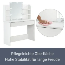 Juskys Schminktisch Bella Mit LED Beleuchtung, Spiegel, Schublade & 4 Ablagefächern - 108 X 40 X 140 Cm - Holz - Weiß - Kosmetiktisch Frisiertisch -VIDAXL || HOMCOM Verkäufe f667d730d6f158d0187d237aed9dcc9a