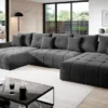 FURNIX Polstercouch CALVANI U Sofa In U-Form: Bettkasten Kissen EN24 Grau