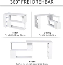 HOMCOM Eckschreibtisch Arbeitstisch Winkelschreibtisch Computertisch Bürotisch Regal L-Form 120 X 110 X 74,5 Cm, I-Form 190 X 50 X 74,5 Cm -VIDAXL || HOMCOM Verkäufe f7e259ad29e7a8a7e452e01c7d87ae80