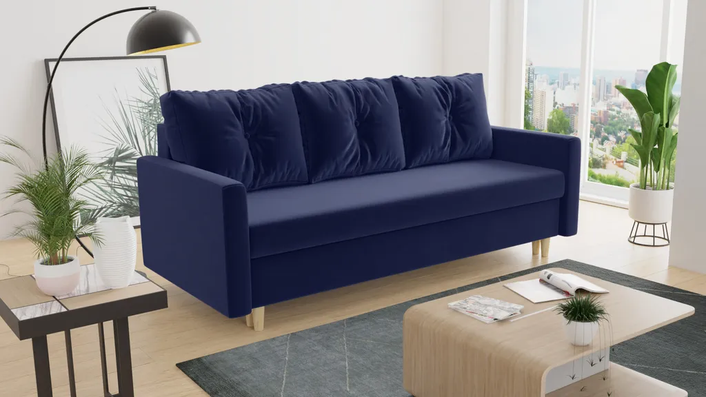 Schlafsofa Rico - Sofa Mit Bettkasten, Couch Mit Schlaffunktion, Bettfunktion, Bettsofa Mit Bonell-Ferderkern, Velours (Dunkelblau (Kronos 09)) 1 Schlafsofa Rico - Sofa Mit Bettkasten, Couch Mit Schlaffunktion, Bettfunktion, Bettsofa Mit Bonell-Ferderkern, Velours (Dunkelblau (Kronos 09))