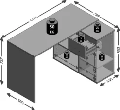 FMD Furniture 360-001 Schreibtisch-Winkelkombination In Ausführung Old Style Dunkel/Stahl Dunkel, Maße Tisch Ca. 117 X 73,7 X 50 Cm / Maße Regal Ca. 80 X 69 X 33 Cm (BxHxT) -VIDAXL || HOMCOM Verkäufe f96bd09130b66815a2e0de0fb3fdbff2