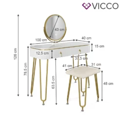 Vicco Schminktisch + LED + Hocker Grace Weiß 100 X 78,5 X 40 Cm Holzwerkstoff -VIDAXL || HOMCOM Verkäufe f9864d2d9ec7afee8f8975af5b46169b