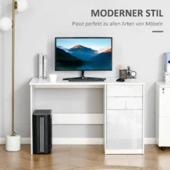 HOMCOM Schreibtisch Computertisch Mit 2 Schubladen Schrank Arbeitstisch Bürotisch Große Tischplatte Weiß 120 X 60 X 76 Cm -VIDAXL || HOMCOM Verkäufe f9ac0cd5f944e117989ed0cb5e80fef4