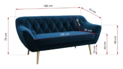 MKS MEBLE Sofa - Moderne Sofa - Skandinavische Deko Polstersofa - Pirs Loungesofa - Drei Personen Marineblau -VIDAXL || HOMCOM Verkäufe f9b3054b843a575cc3de349b10f445d6