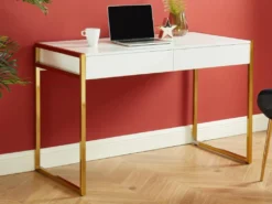 Schreibtisch Mit 2 Schubladen - MDF & Metall - Goldfarben & Weiß - MASON 7 Schreibtisch Mit 2 Schubladen - MDF & Metall - Goldfarben & Weiß - MASON -VIDAXL || HOMCOM Verkäufe fa65059dfbb9330103f5aa243afa7e2f