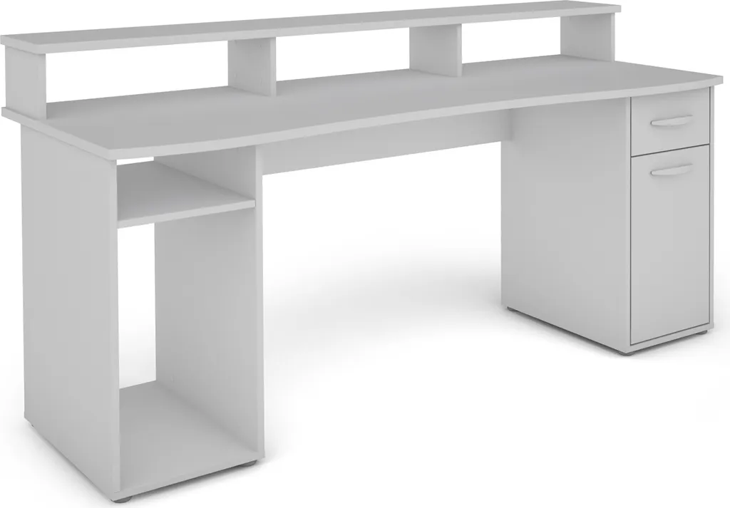 ByLIVING Schreibtisch Fantastic, 180x65 Cm, Melamin Weiß, Griffe Kunststoff Silberfarben 2 ByLIVING Schreibtisch Fantastic, 180x65 Cm, Melamin Weiß, Griffe Kunststoff Silberfarben – Bild 2