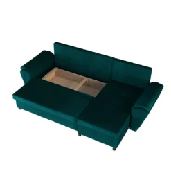 Selsey Ecksofa CEBDIE - Schlafsofa In L-Form Mit Ottomane, Bettkasten Und Veloursbezug In Dunkelgrün, 265 Cm Breit -VIDAXL || HOMCOM Verkäufe ff4d6ab7cadd74824f9026397e40900b