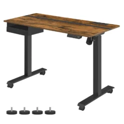 VASAGLE Höhenverstellbarer Schreibtisch Elektrisch, 60 X 120 Cm Tischoberfläche, Elektrischer Schreibtisch,Mit 2 Ladebuchsen Und 2 USB-Anschlüssen,Memory-Funktion Mit 4 Höhen DSL112X01